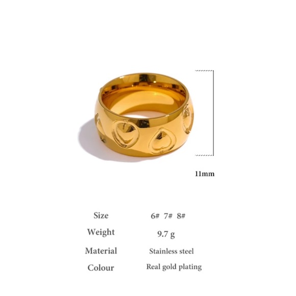 💛Gold plated heart chunky ring - Picture 3 of 6